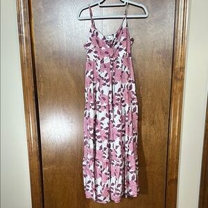 Purple and Pink Floral Spaghetti Strap Maxi Dress